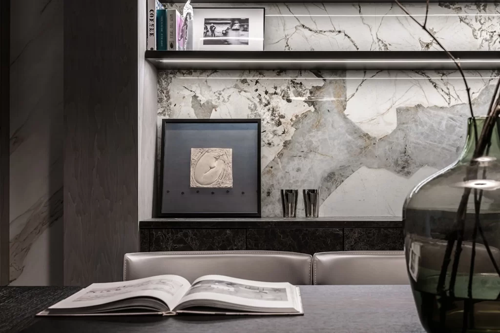 Modern Elegant Dining Room Neutral Marble Black
