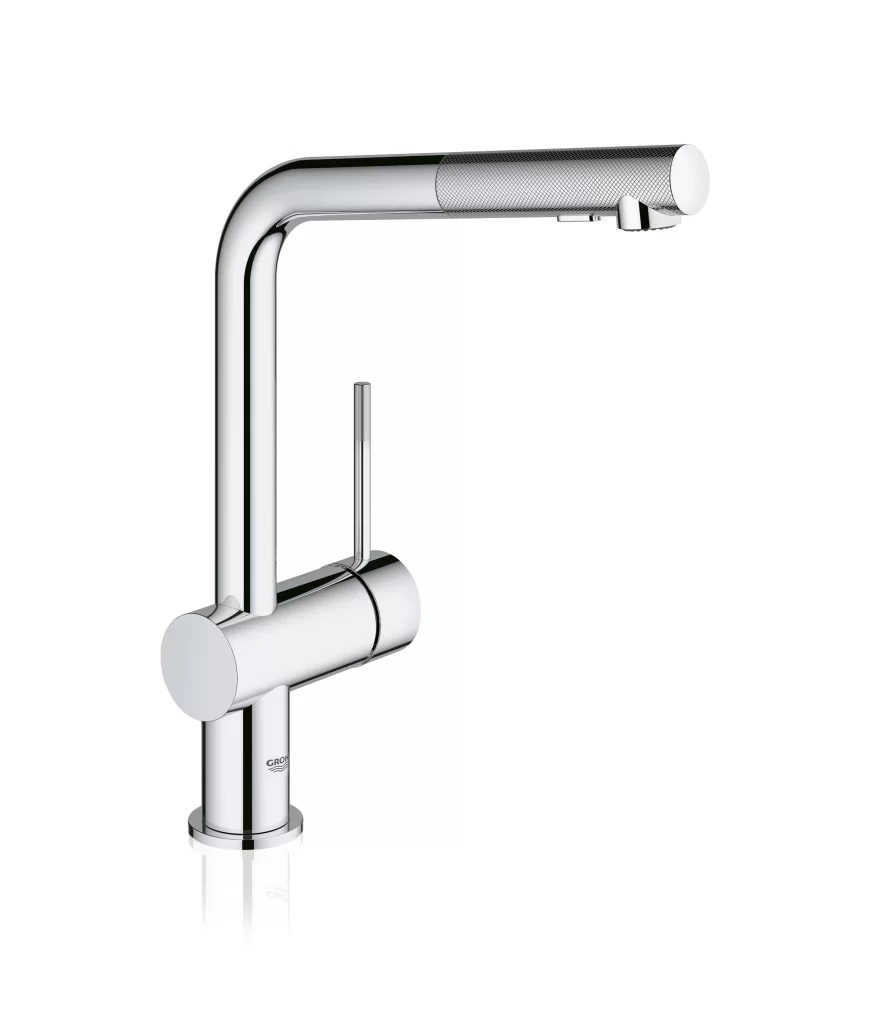 Modern Faucet Chrome Finish Kitchen Sink Single Handle Pull-Out Spray