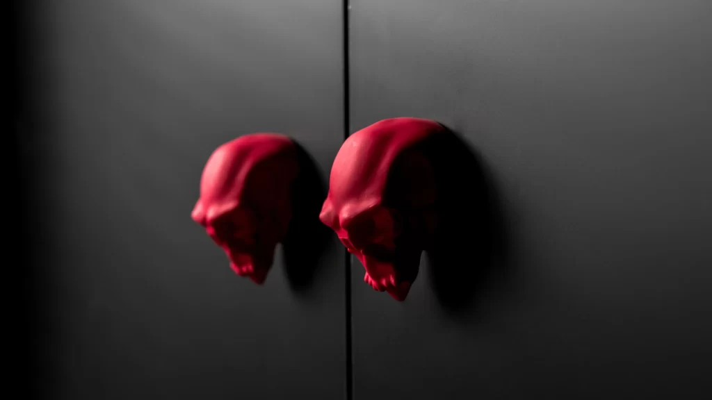 Modern Gothic Skulls Red Black Minimalist