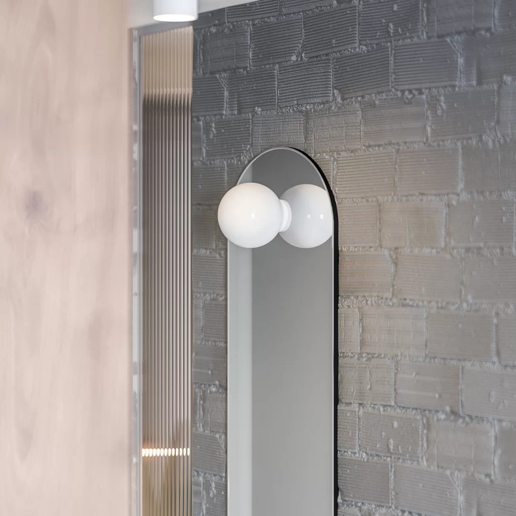 Modern Industrial Bathroom Neutral Gray Brick Wall