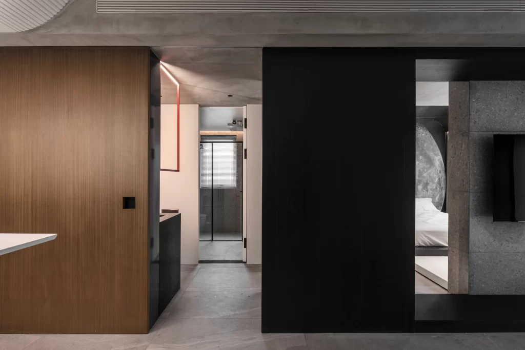 Modern Industrial Bedroom Black Neutral Concrete