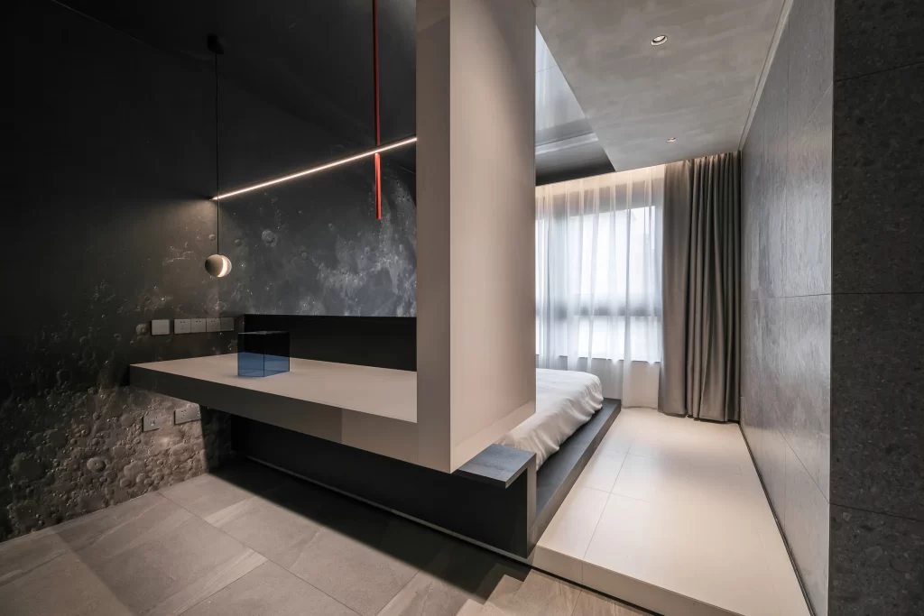 Modern Industrial Bedroom Neutral Dark Tones Minimalist