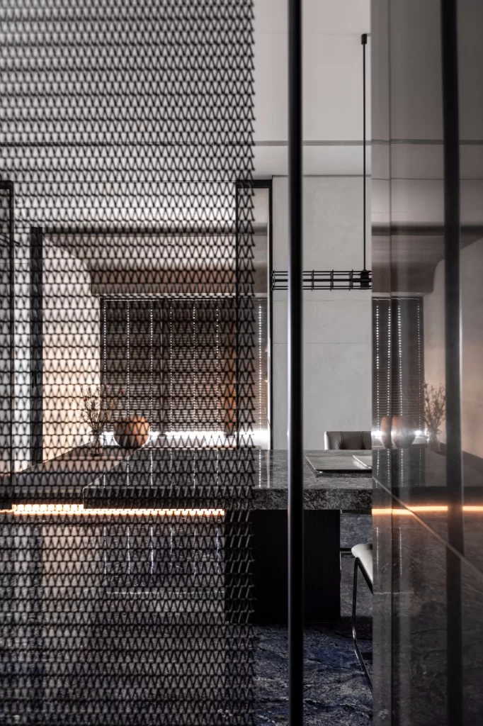 Modern Industrial Dining Room Black Neutral Metal Mesh