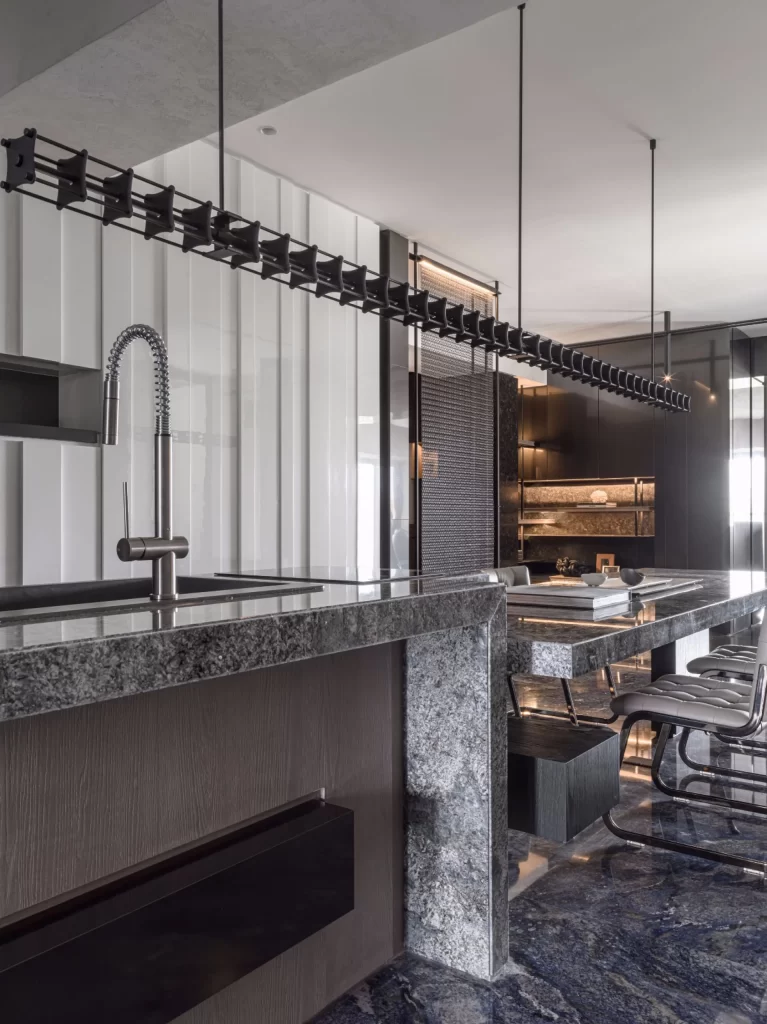 Modern Industrial Kitchen Black Gray Granite Sleek