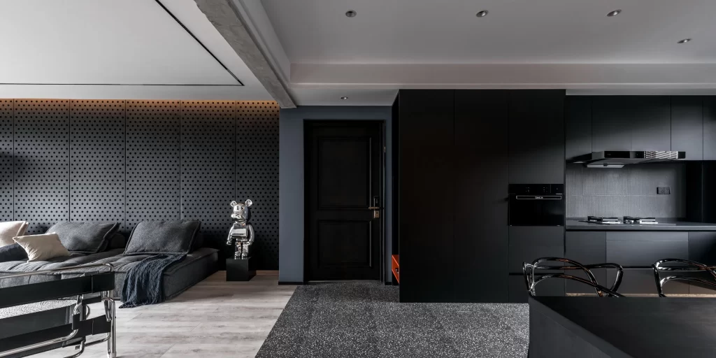 Modern Industrial Kitchen Black Gray Metallic Accents