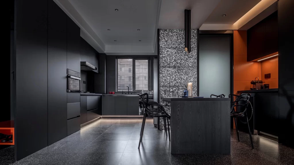 Modern Kitchen Black Matte Dark Tones Sleek Lines
