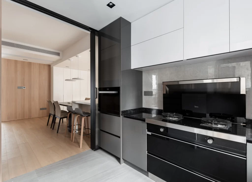 Modern Kitchen Black White Stainless Steel Sleek Minimalist