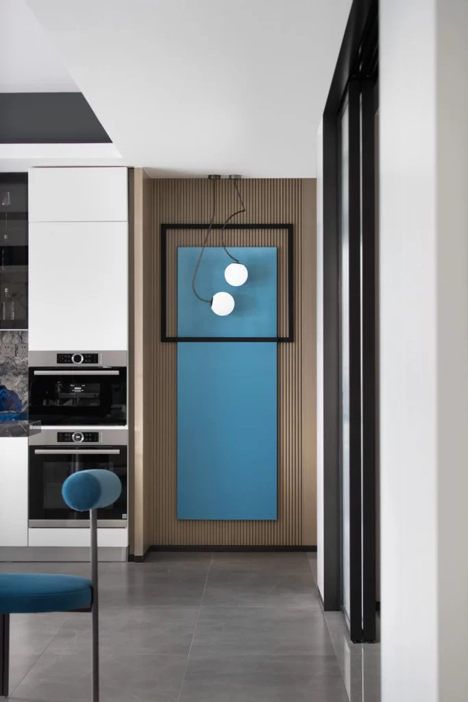 Modern Kitchen Blue White Black Minimalist