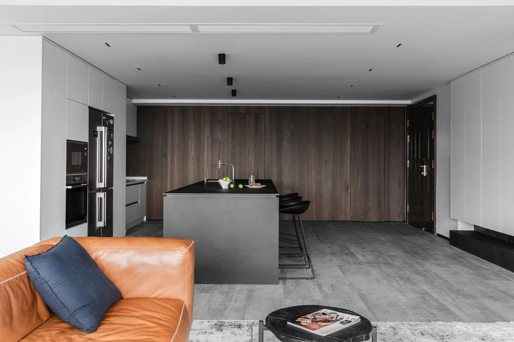 Modern Kitchen Island Black White Brown Leather