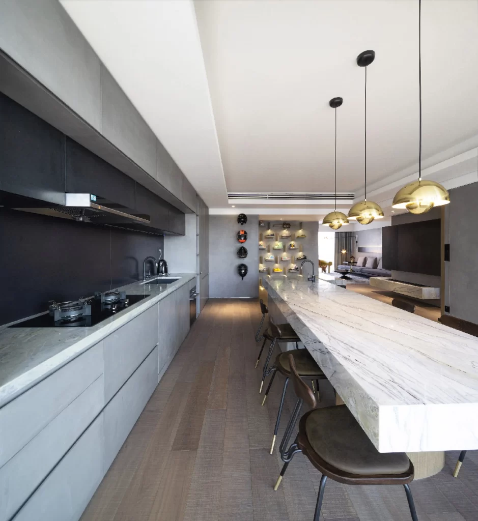 Modern Kitchen Island Black White Gold