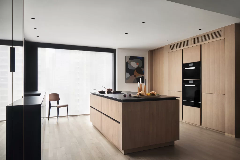 Modern Kitchen Neutral Light Wood Black Minimalist
