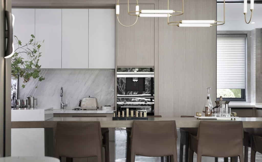 Modern Kitchen Neutral Tones Sleek Minimalist Stainless Steel