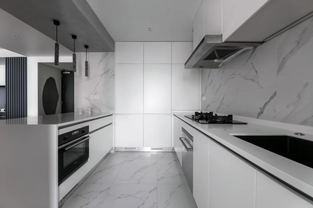 Modern Kitchen White Minimalist Marble Clean Lines