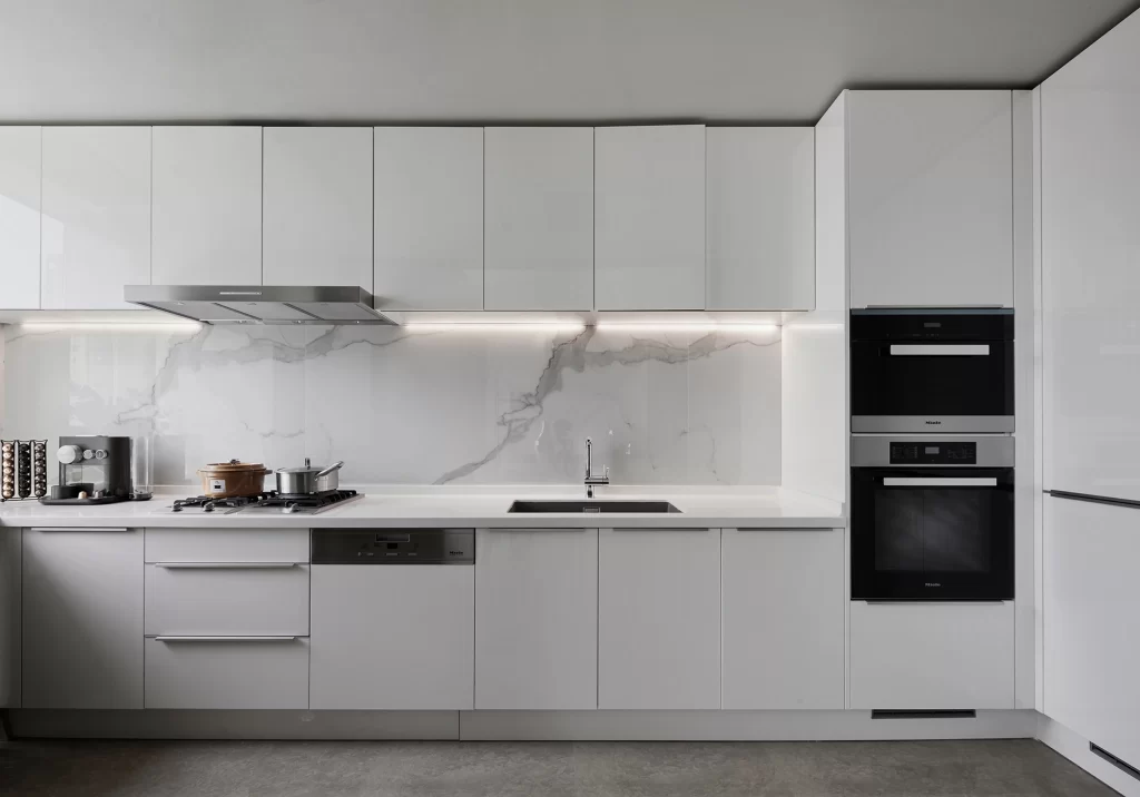 Modern Kitchen White Minimalist Stainless Steel Appliances