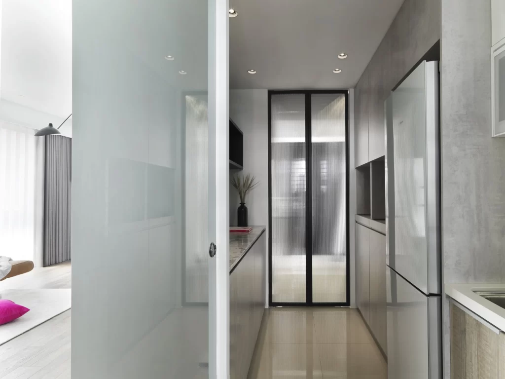 Modern Kitchenette White Minimalist Stainless Steel Glass Door