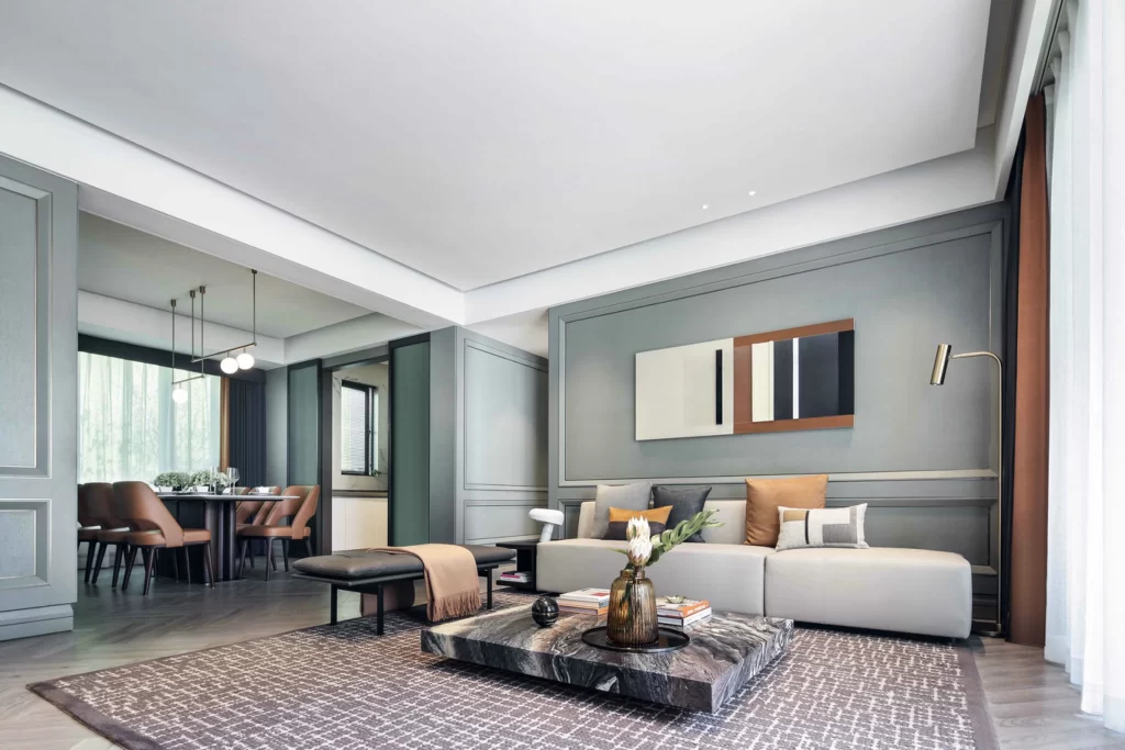 Modern Living Room Neutral Grey Beige Accents Minimalist