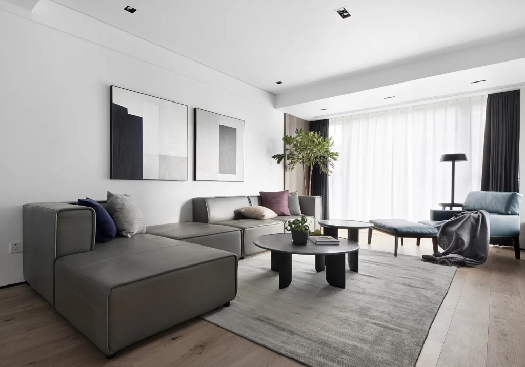 Modern Living Room Neutral Grey White Wood