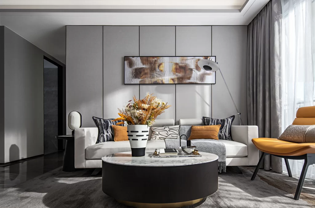 Modern Living Room Neutral Grey White Yellow