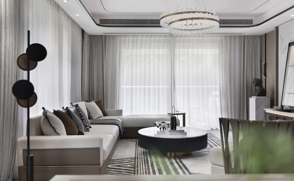 Modern Living Room Neutral Tones Black White Grey