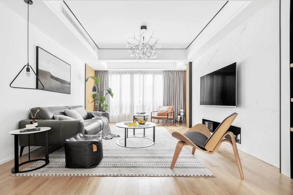 Modern Living Room Neutral Tones Light Wood Minimalist