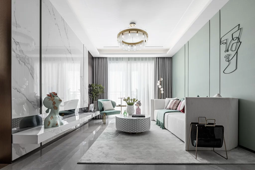 Modern Living Room Soft Pastel Neutral Tones Minimalist