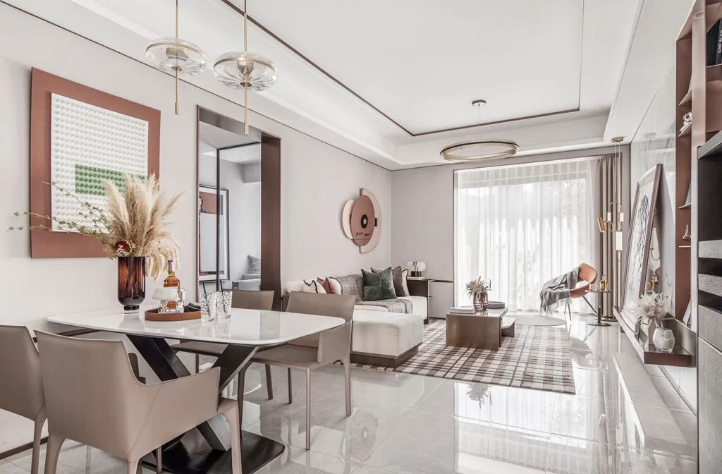 Modern Living Space Neutral Tones Minimalist Design Contemporary Furniture