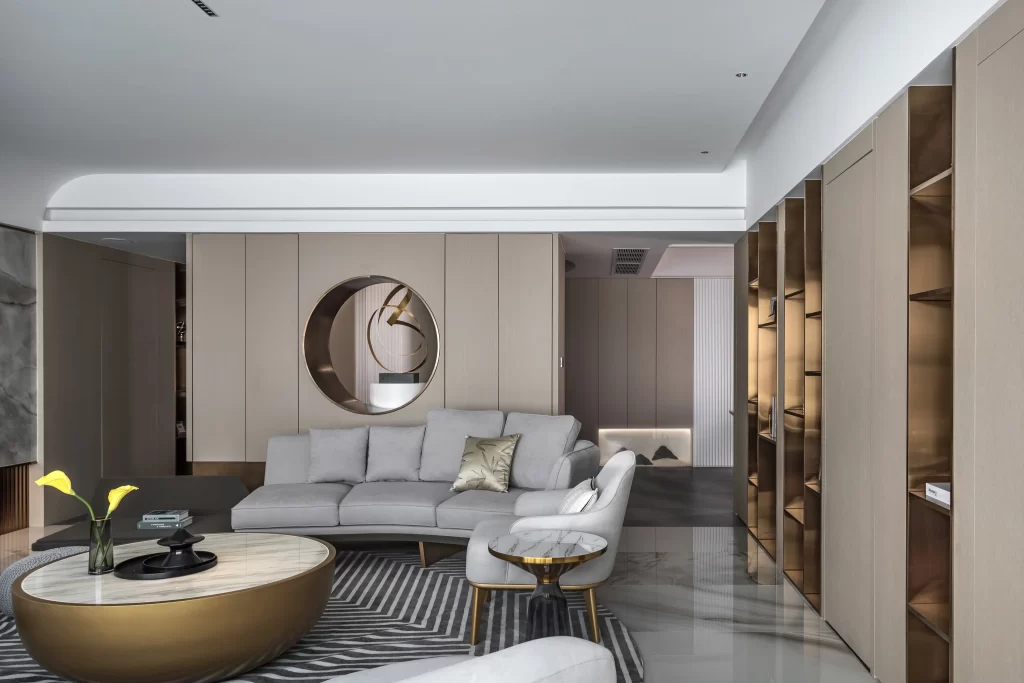 Modern Luxury Living Room Beige Gold Neutral Marble