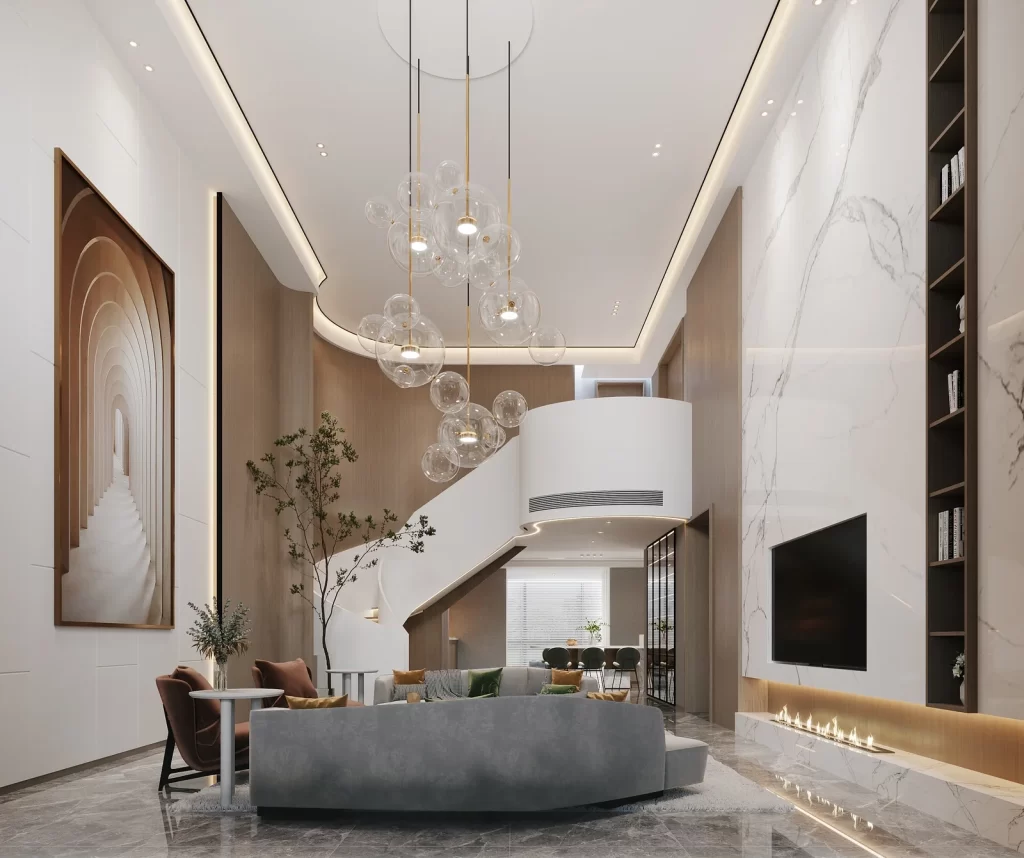 Modern Luxury Living Room White Marble Neutral