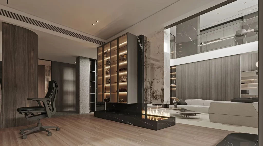 Modern Luxury Study Neutral Dark Wood