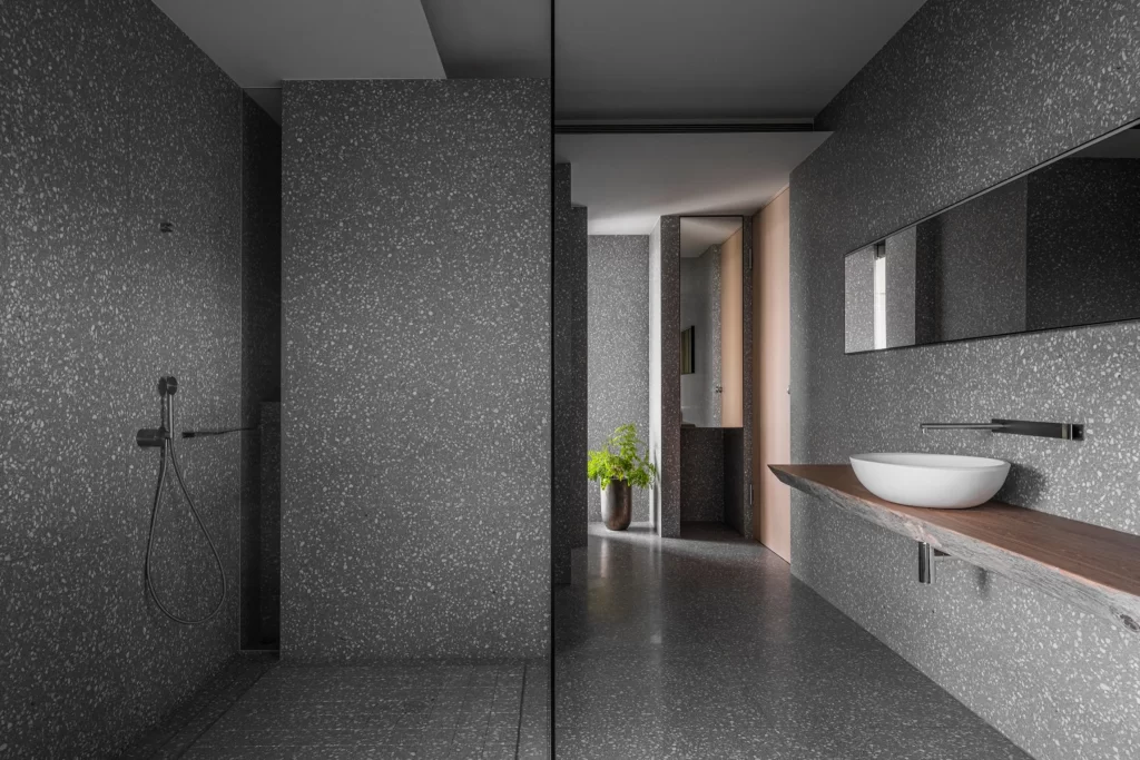 Modern Minimalist Bathroom Monochrome Neutral Dark Tones