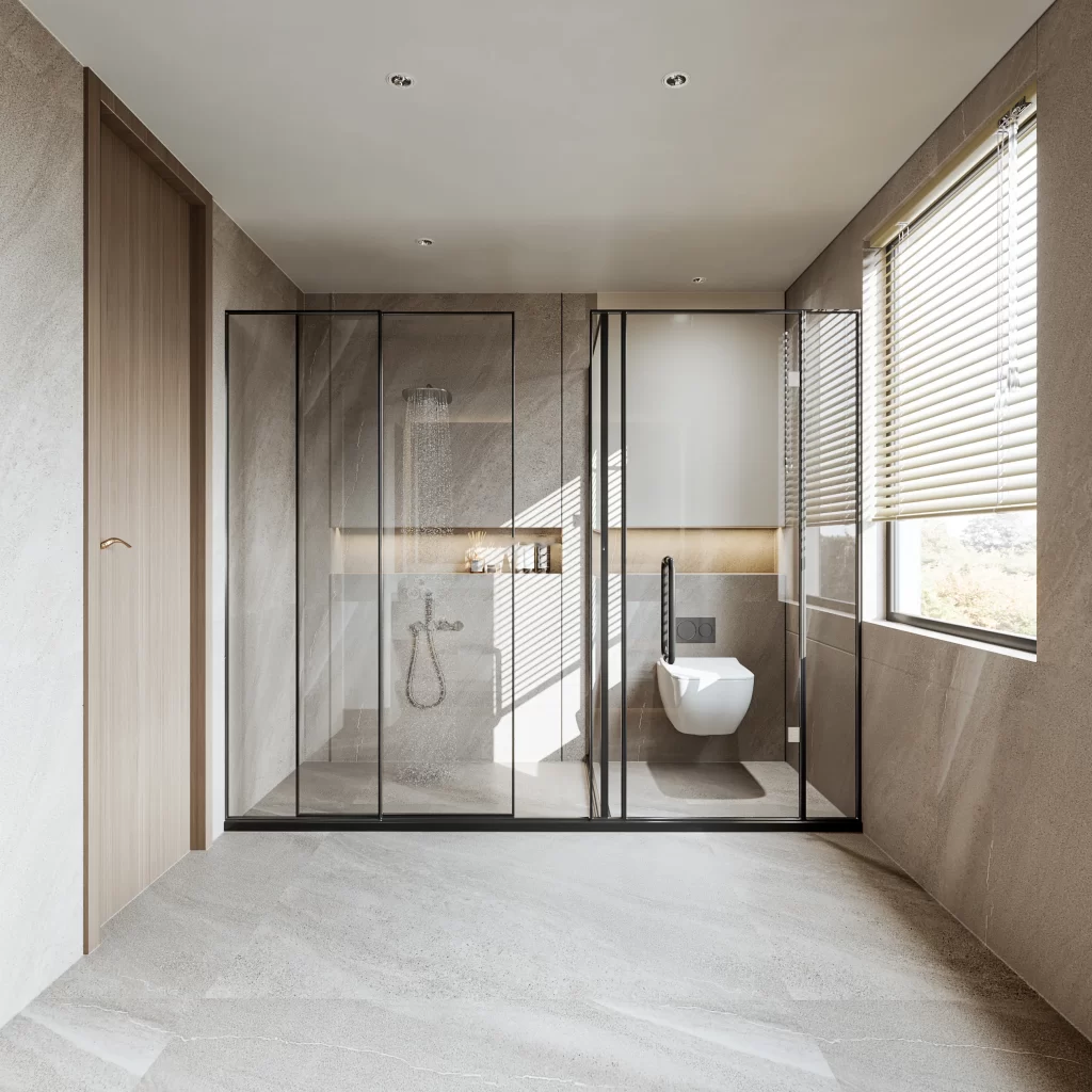 Modern Minimalist Bathroom Neutral Glass