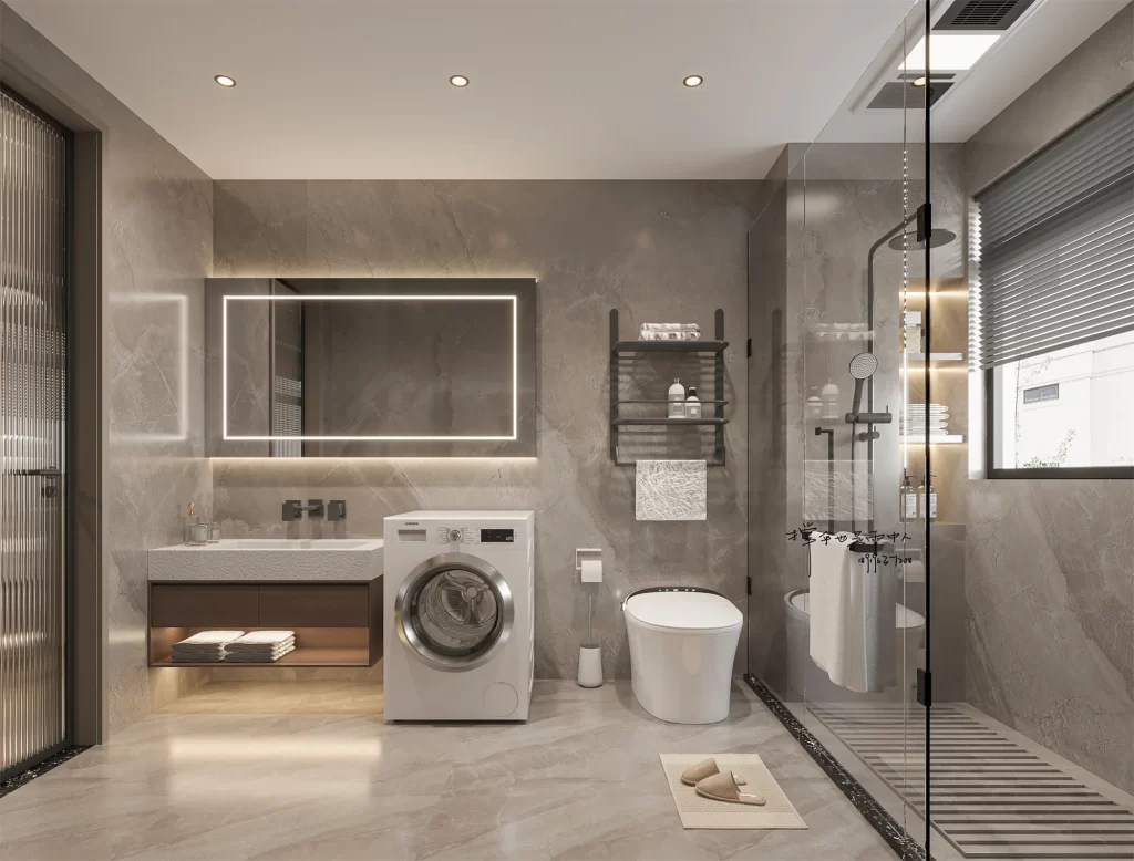 Modern Minimalist Bathroom Neutral Gray Clean Lines