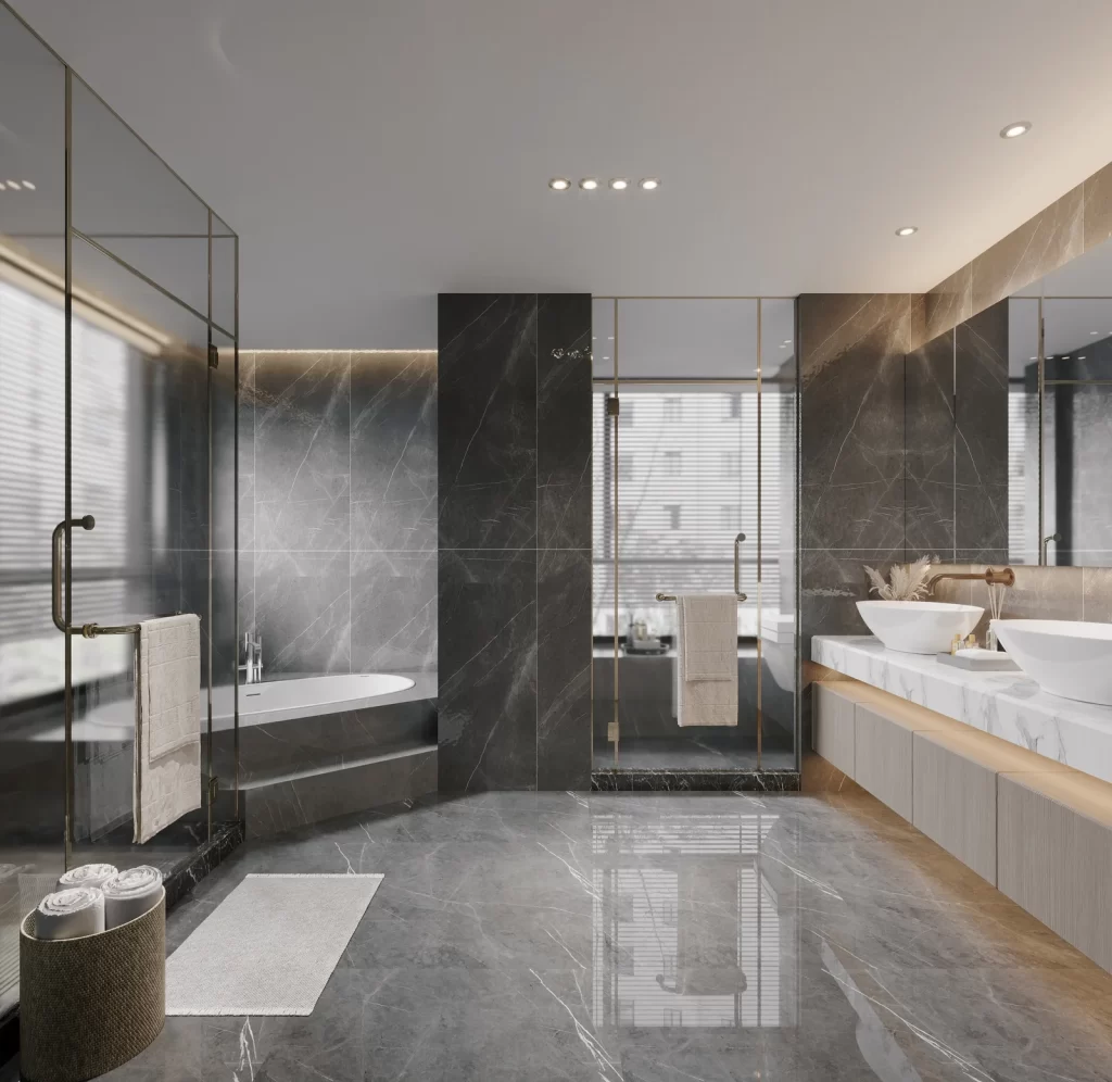 Modern Minimalist Bathroom Neutral Gray Marble