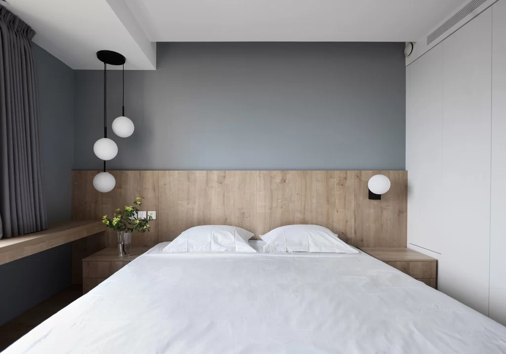 Modern Minimalist Bedroom Grey White Wood Neutral