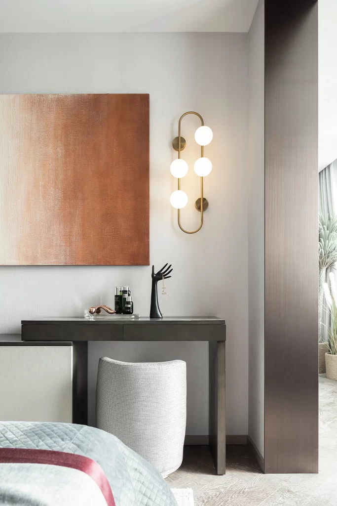Modern Minimalist Bedroom Neutral Copper Accents Light Wood