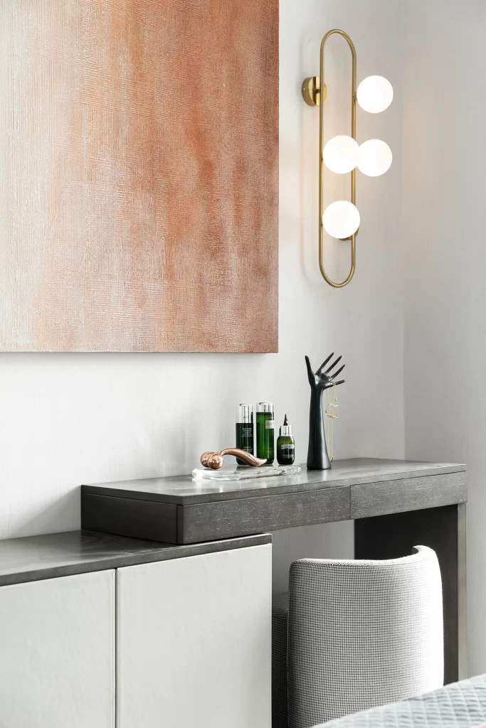 Modern Minimalist Bedroom Neutral Copper Gold Textured