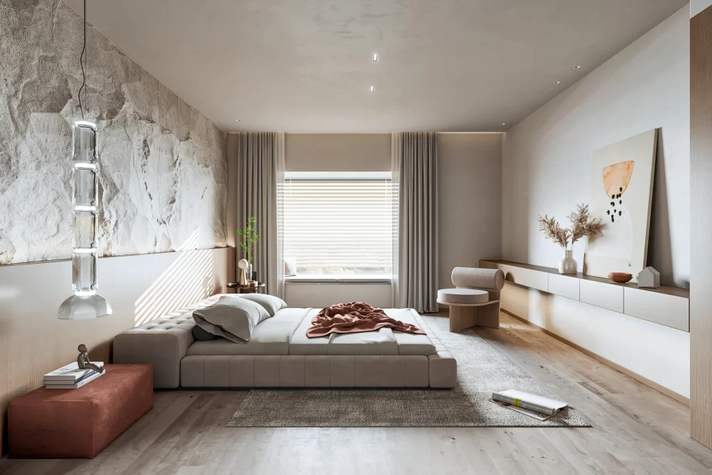 Modern Minimalist Bedroom Neutral Earthy Tones