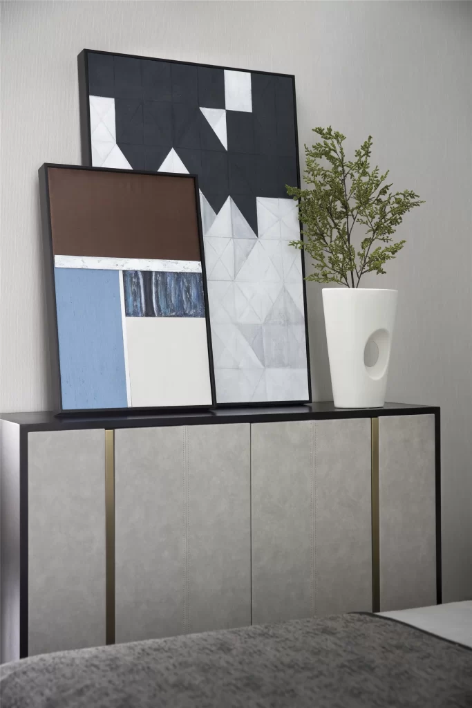 Modern Minimalist Bedroom Neutral Geometric Patterns Black White