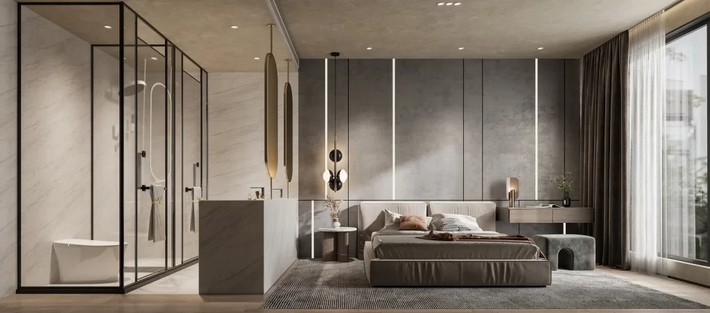Modern Minimalist Bedroom Neutral Gray Clean Lines