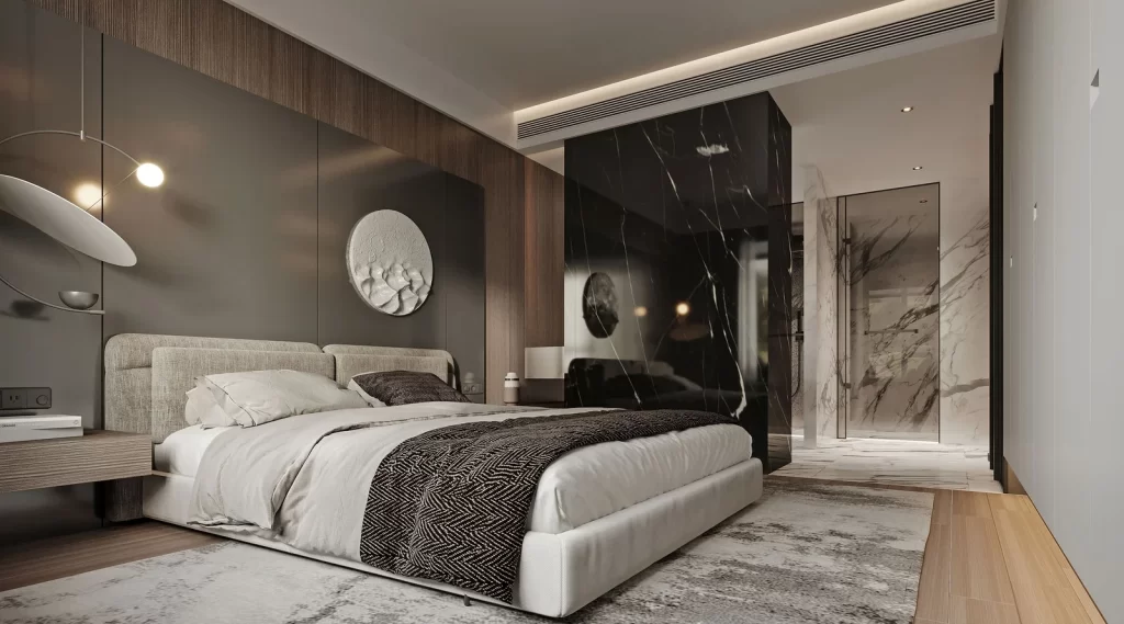 Modern Minimalist Bedroom Neutral Gray Marble
