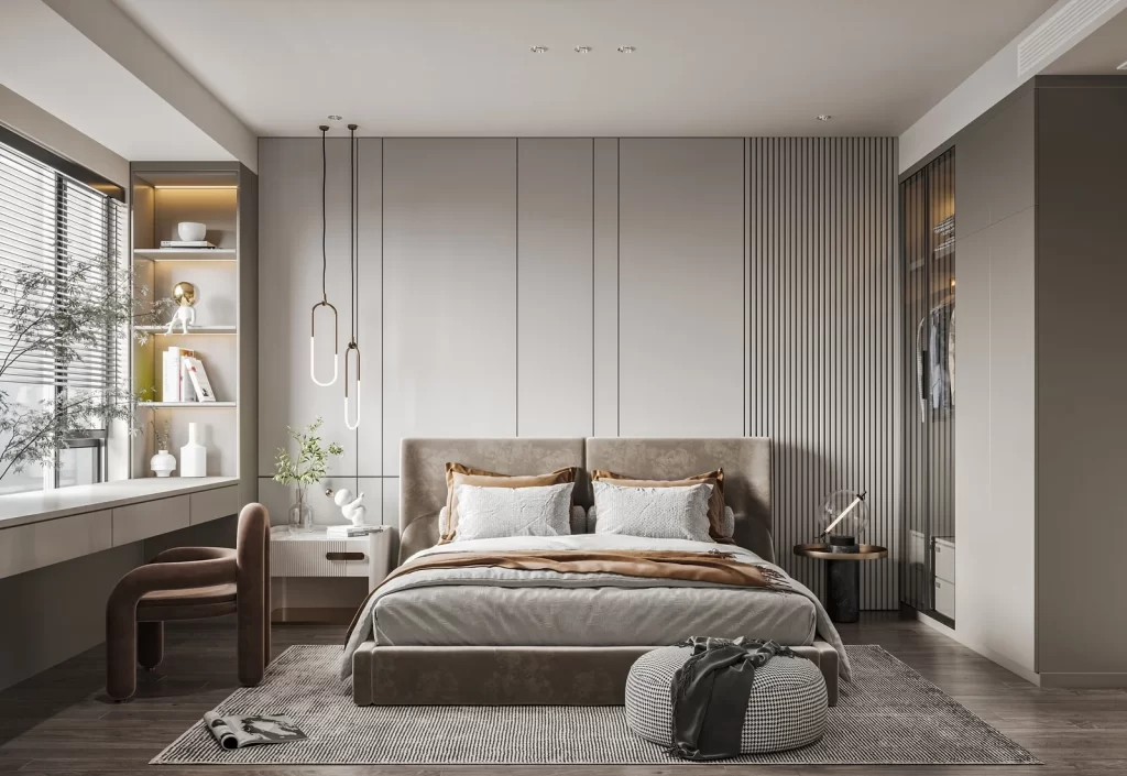 Modern Minimalist Bedroom Neutral Gray Taupe