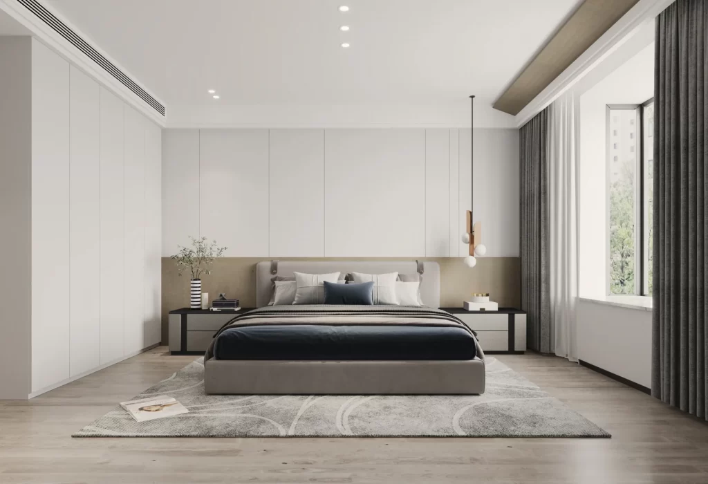 Modern Minimalist Bedroom Neutral Gray White