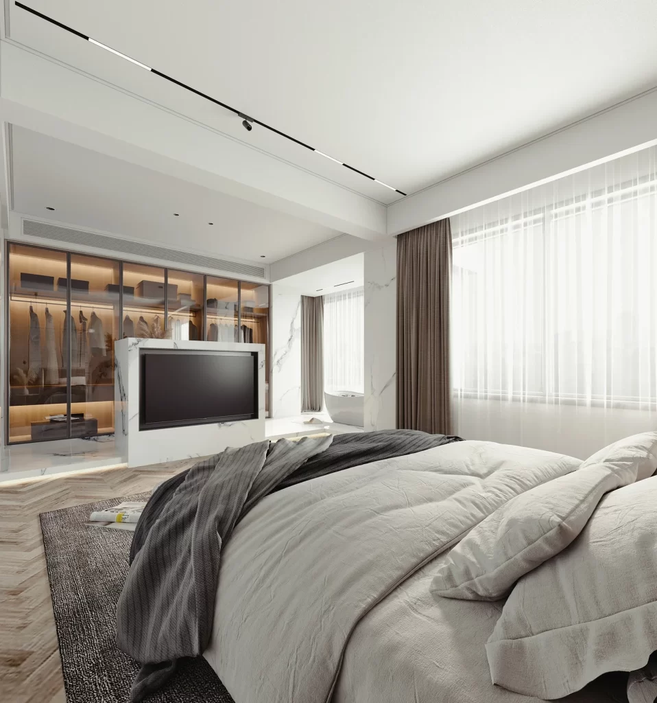 Modern Minimalist Bedroom Neutral Gray White