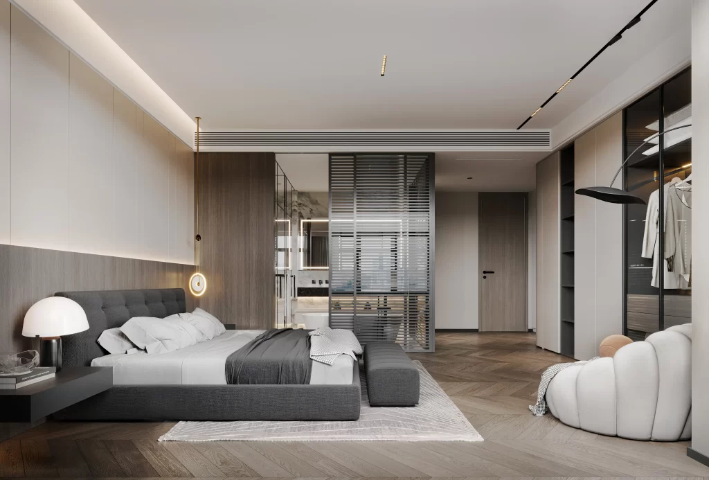 Modern Minimalist Bedroom Neutral Gray Wood