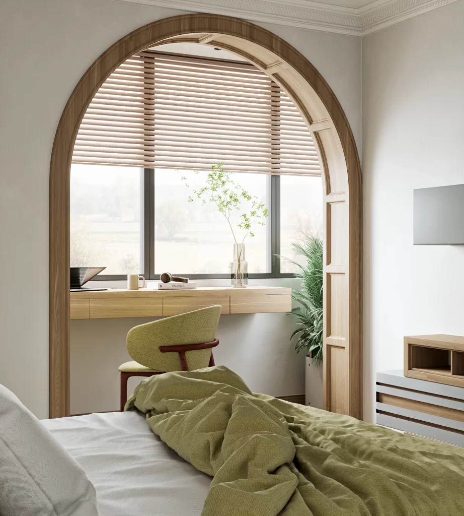 Modern Minimalist Bedroom Neutral Green Wood