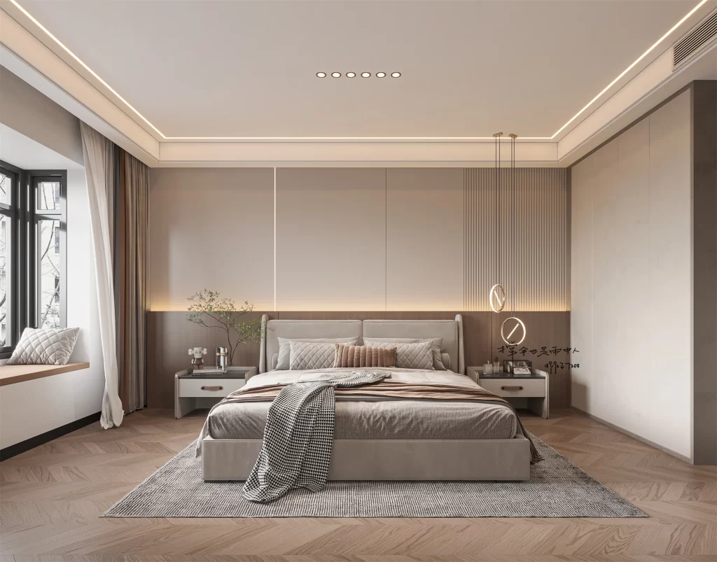 Modern Minimalist Bedroom Neutral Taupe Wood