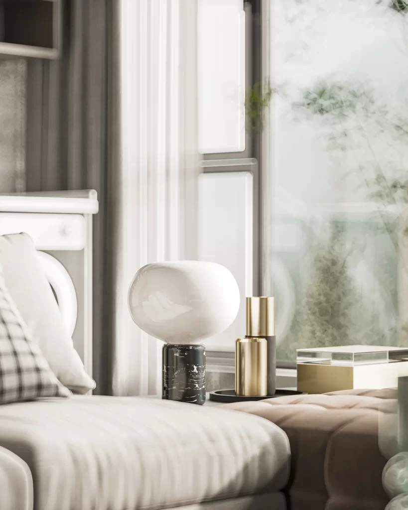 Modern Minimalist Bedroom Neutral White Marble