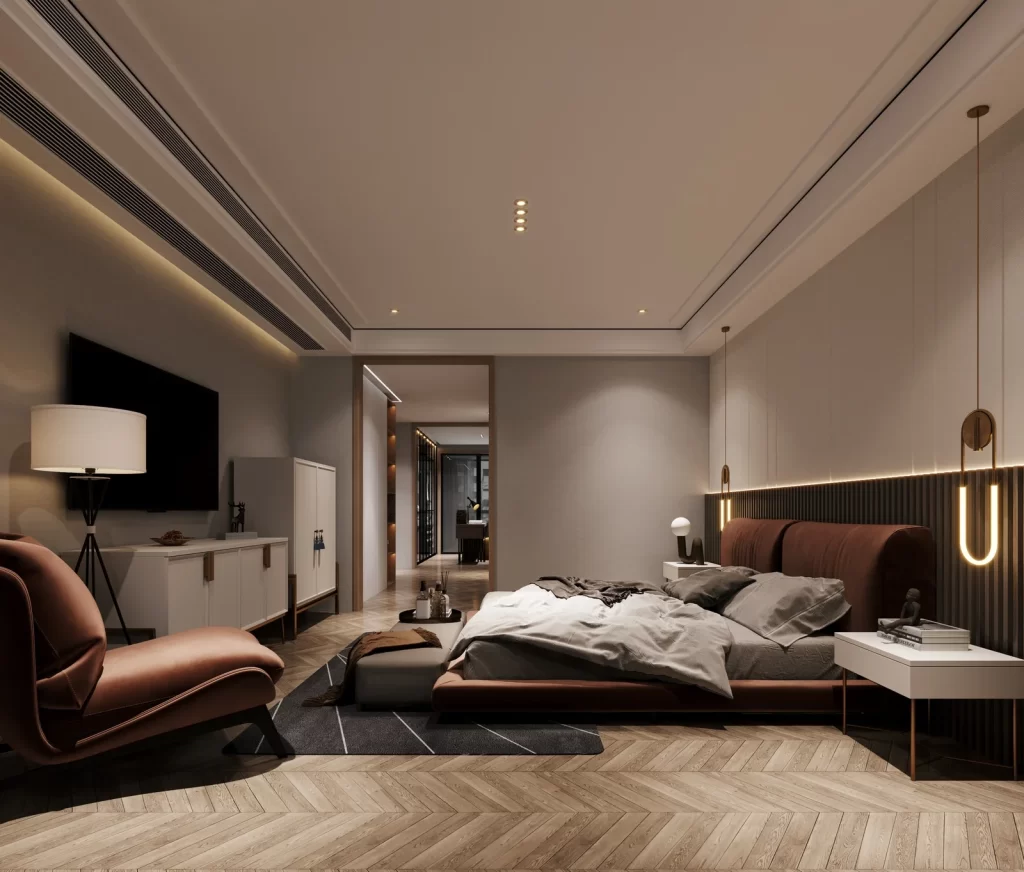 Modern Minimalist Bedroom Neutral Wood Accents