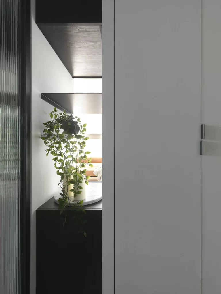 Modern Minimalist Bedroom White Black Green Plant