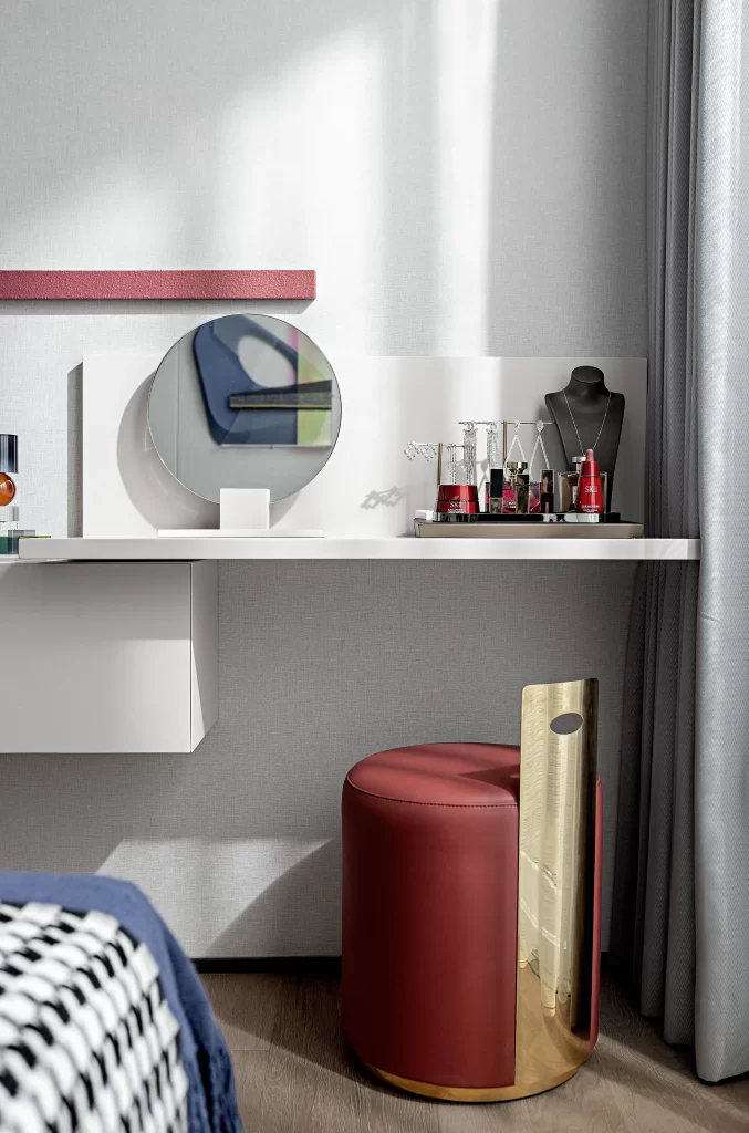 Modern Minimalist Bedroom White Red Gold
